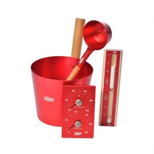 Набор OXY-M RED-4 ушат 5л + черпак 33см + часы+ термогигометр Красный