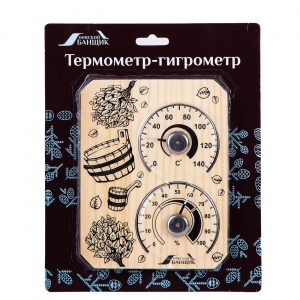 Термометр-гигрометр д/бани и сауны "Веники и шайка"