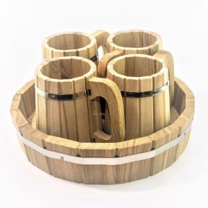 Набор кружек (поддон + 4 кружки) Дуб