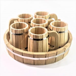 Набор кружек (поддон + 6 кружек) Дуб