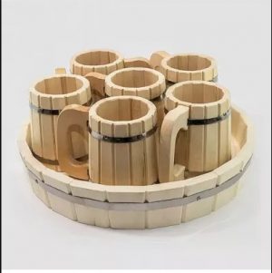 Набор кружек (поддон + 6 кружек) Липа