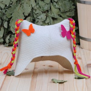 Шапка малая "Бабочки", с косичками, войлок