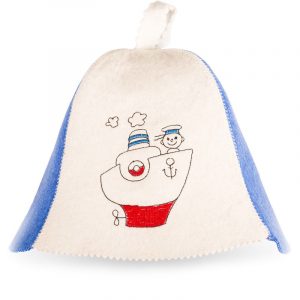 Шапка малая "Морячок", войлок (бело-синий)