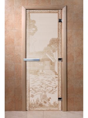 Дверь DoorWood "Банька в лесу" Сатин 1900х700