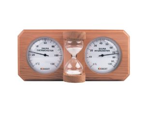 Термогигрометр Эверест с часами кедр White