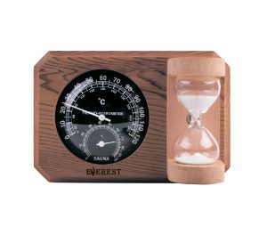 Термогигрометр мини Эверест с часами кедр Black