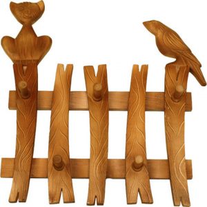 Вешалка Кошка и Птичка на заборе ВШР-13Т